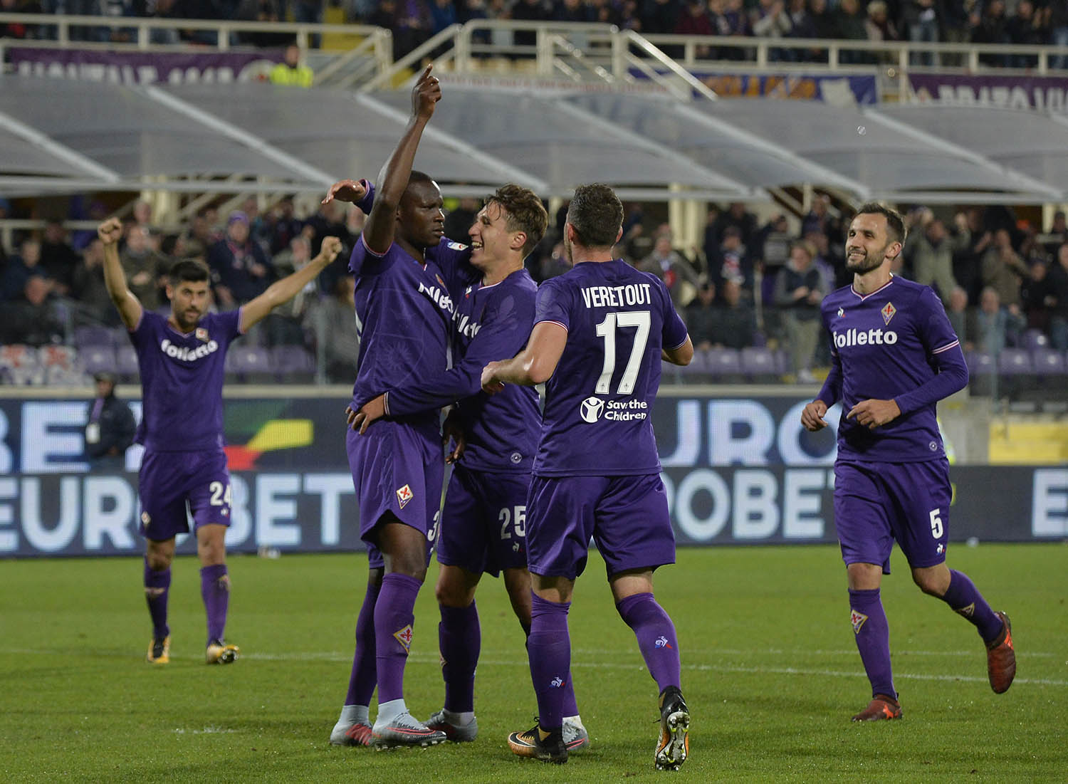 25-10-2017.FIORENTINA-TORINO. CHIESA BABACAR E COMPAGNI ESULTANO DOPO IL GOL.SILPRESS