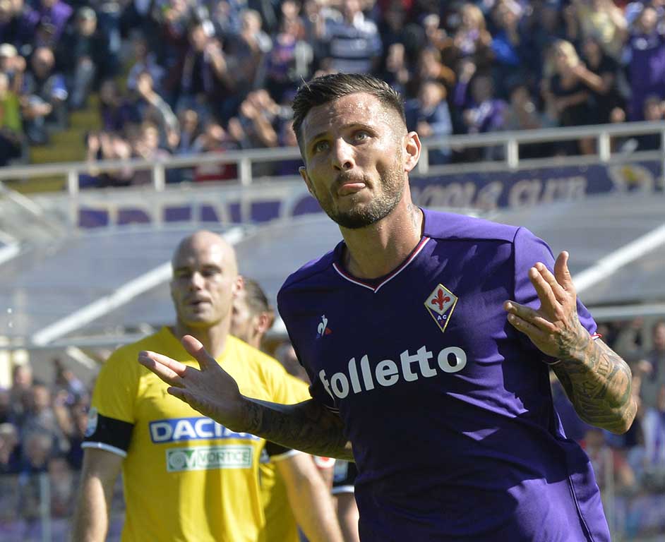 FIORENTINA-UDINESE 15-10-2017 ESULTANZA DI THEREAU. GALASSI SILVANO