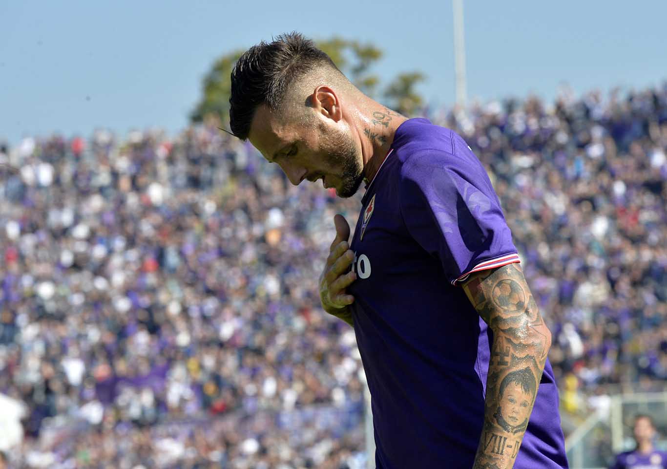 FIORENTINA-UDINESE 15-10-2017 ESULTANZA DI THEREAU. GALASSI SILVANO