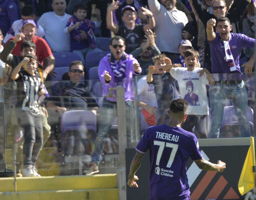 FIORENTINA-UDINESE 15-10-2017 ESULTANZA DI THEREAU. GALASSI SILVANO