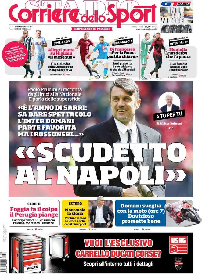 Quotidiani: la prima pagina di Qs, Stadio, Gazzetta, Corriere dello Sport, Tuttosport