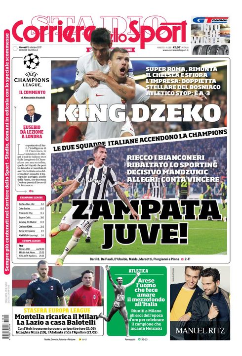 Quotidiani: la prima pagina di Qs, Stadio, Gazzetta, Corriere dello Sport, Tuttosport