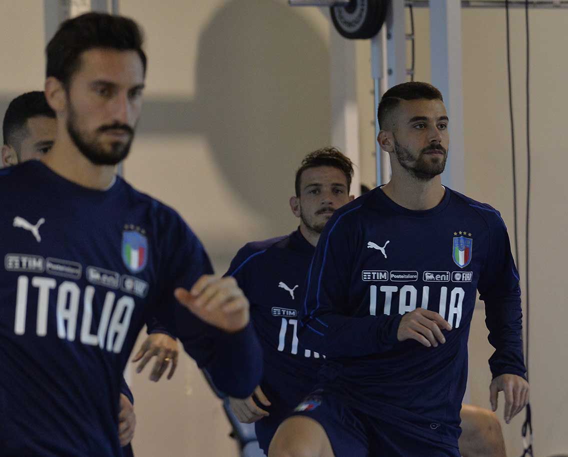 COVERCIANO 06-11-2017 RITIRO DELLA NAZIONALE. DAVIDE ASTORI E LEONARDO SPINAZZOLA. SILPRESS/GALASSI SILVANO