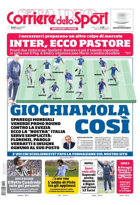 Quotidiani: la prima pagina di Qs, Stadio, Gazzetta, Corriere dello Sport, Tuttosport