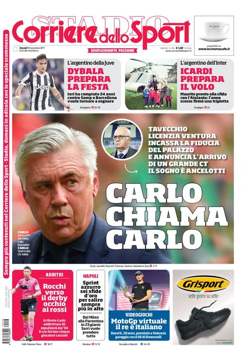 Quotidiani: la prima pagina di Qs, Stadio, Gazzetta, Corriere dello Sport, Tuttosport