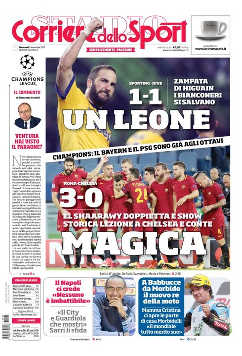 Quotidiani: la prima pagina di Qs, Stadio, Gazzetta, Corriere dello Sport, Tuttosport