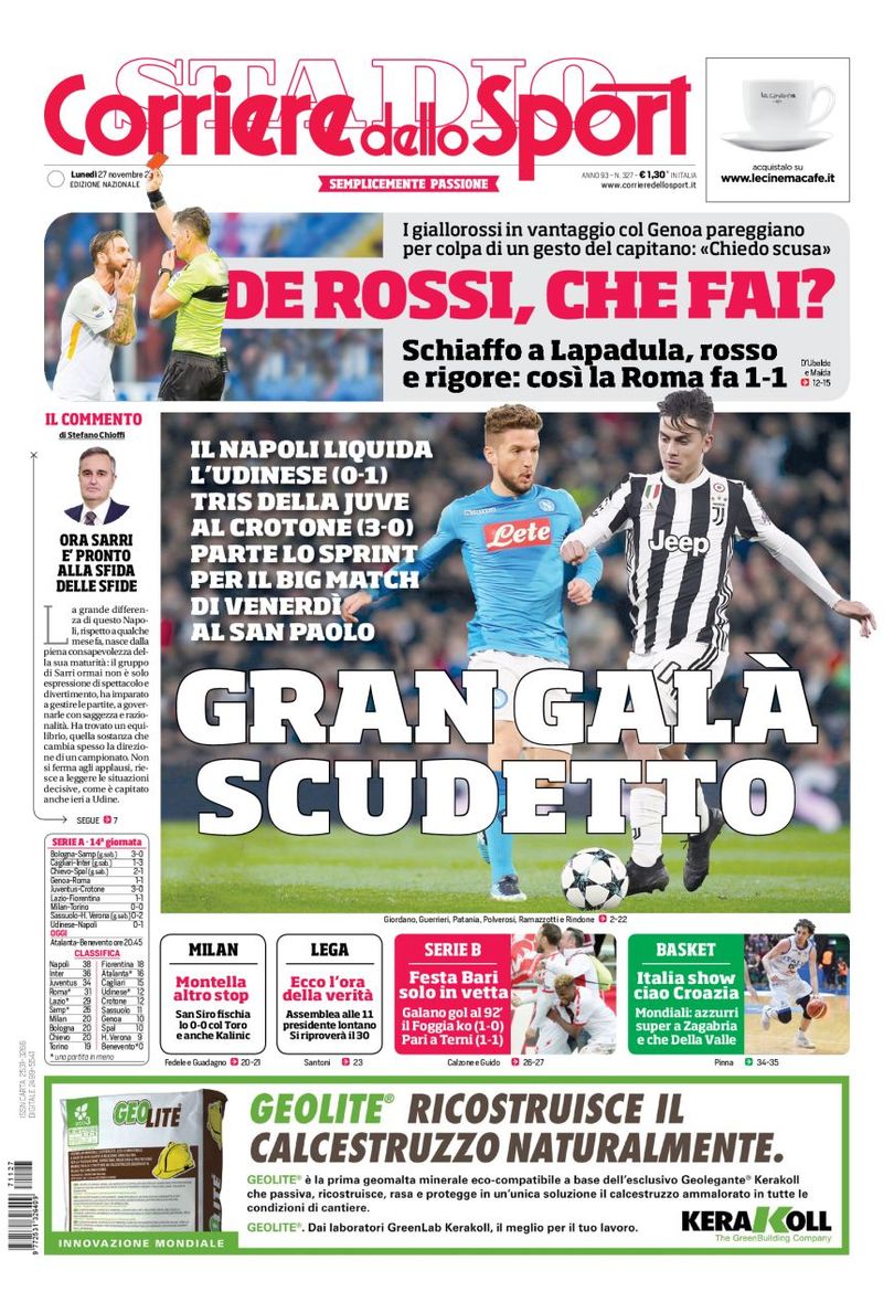 Quotidiani: la prima pagina di Qs, Stadio, Gazzetta, Corriere dello Sport, Tuttosport