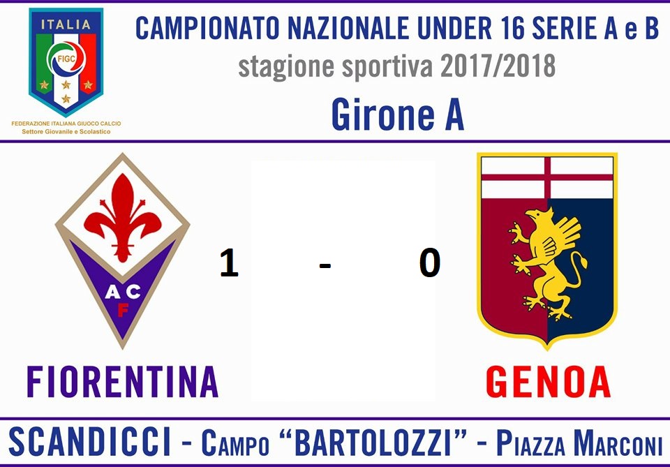 Under 16 viola, 1-0 al Genoa e 2° posto al giro di boa