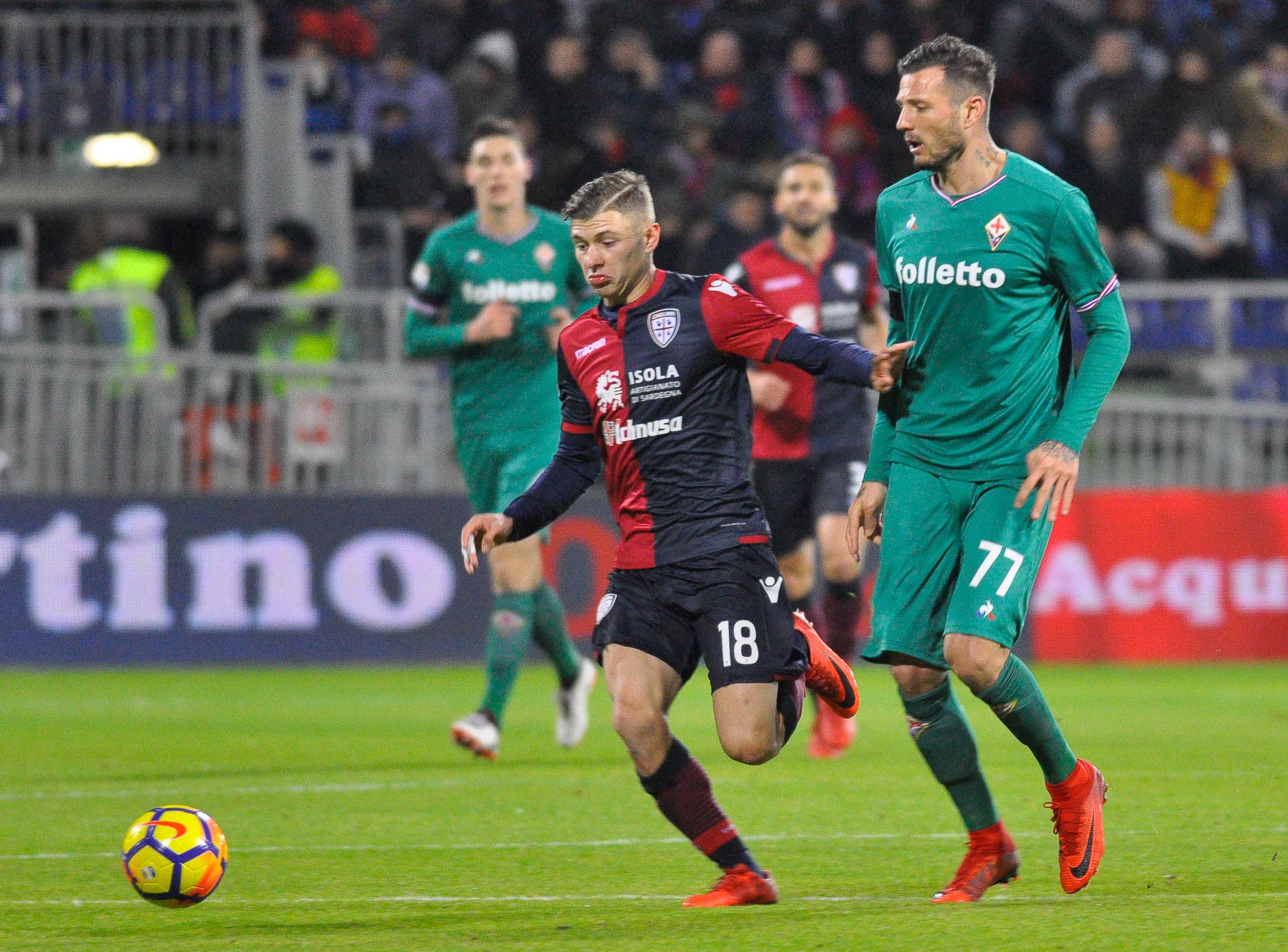 22-12-2017, Cagliari, Sardegna Arena, Calcio, Serie A 2017-18, Cagliari-Fiorentina. Foto Gianluca Zuddas/Fotocronache. Nella foto: Thereau, Barella