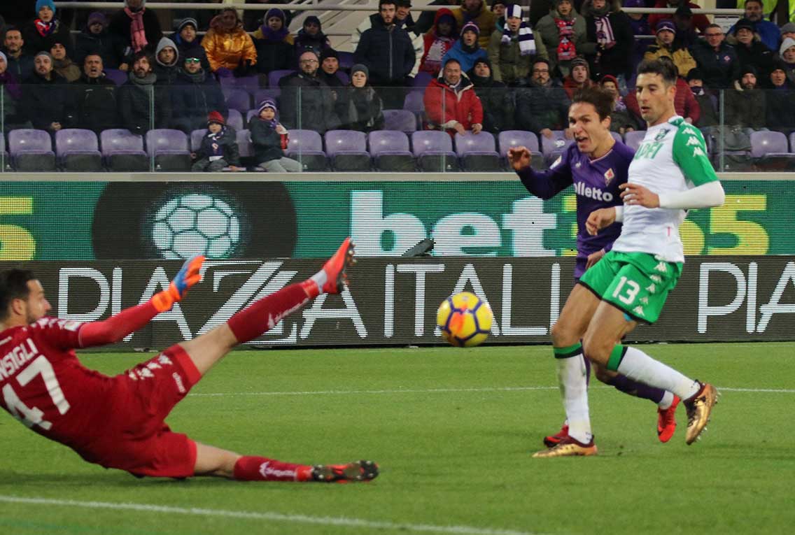 FIORENTINA-SASSUOLO 03-12-2017 GOL DI FEDERICO CHIESA. SILPRESS/GALASSI SILVANO