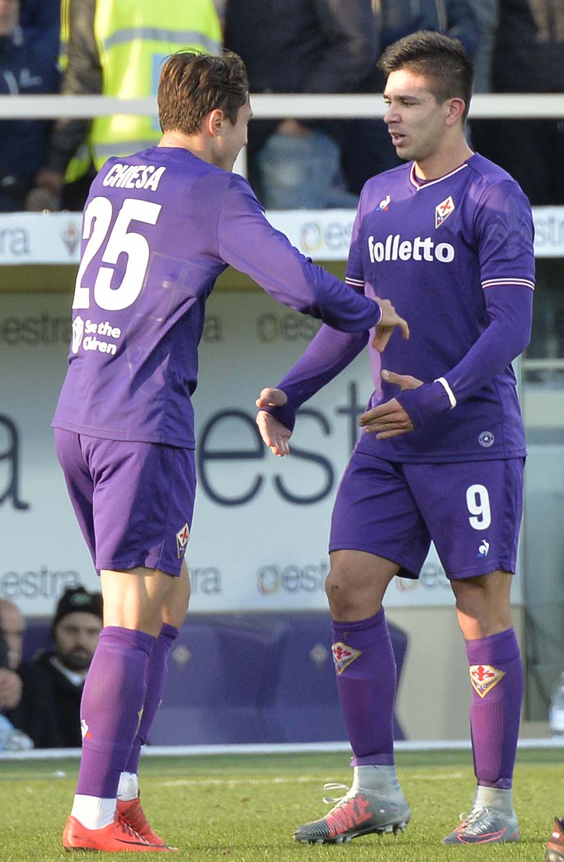 FIORENTINA-SASSUOLO.ESULTANZA DOPO IL GOL DI SIMEONE.SILVANO GALASSI/SILPRESS