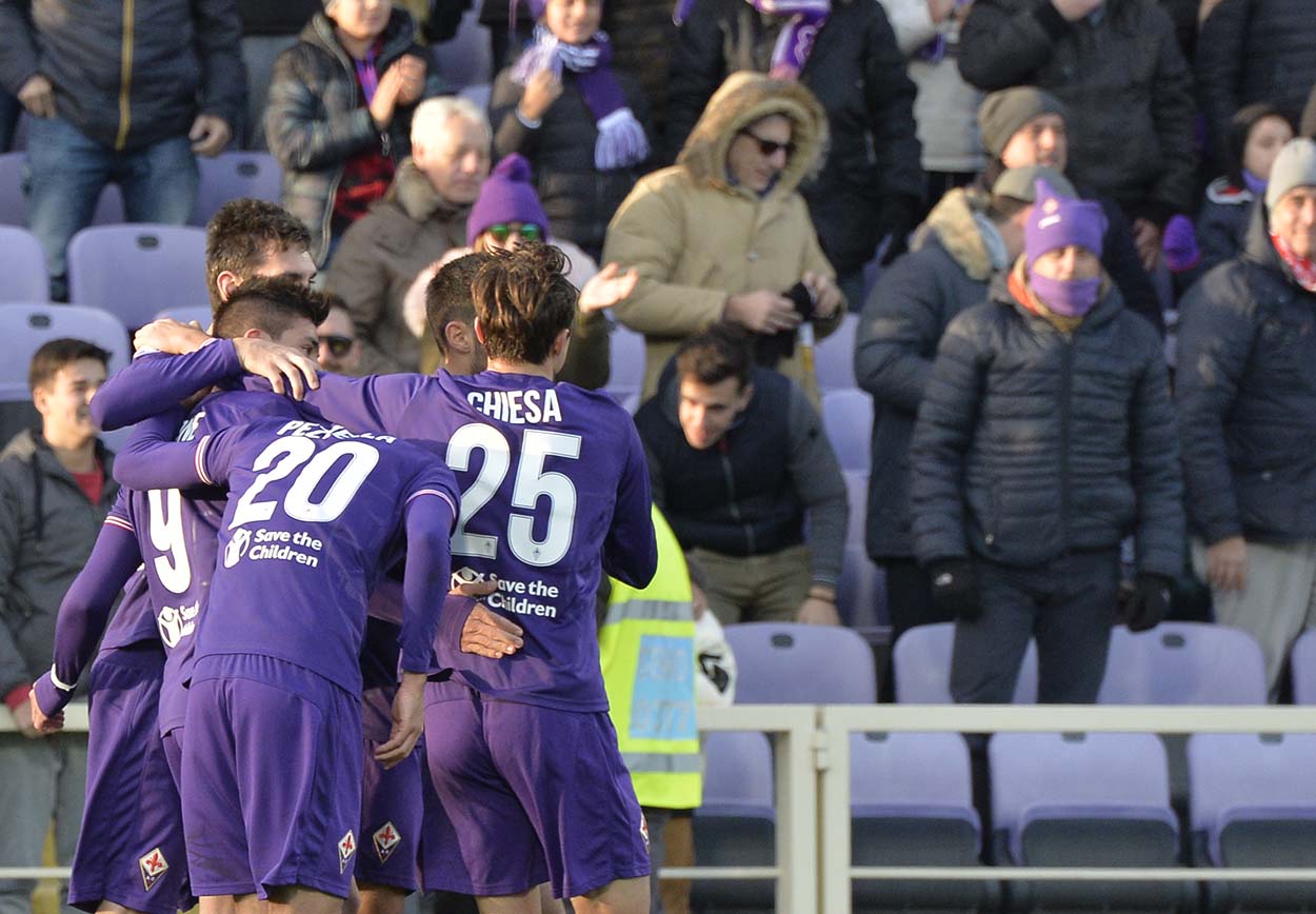 FIORENTINA-SASSUOLO.ESULTANZA DOPO IL GOL DI SIMEONE.SILVANO GALASSI/SILPRESS