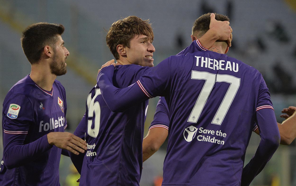 FIORENTINA-SASSUOLO. ESULTANZA DOPO IL GOL DI CHIESA.SILVANO GALASSI/SILPRESS