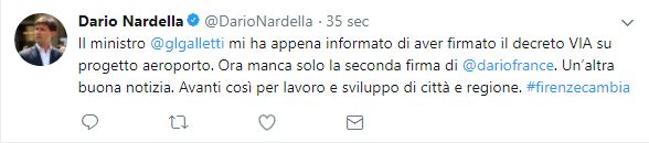 Nardella: "Ministro dell'ambiente ha firmato il decreto VIA su aeroporto. Ora..." (FOTO)