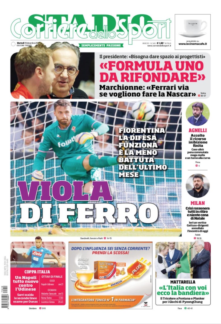Quotidiani: la prima pagina di Qs, Stadio, Gazzetta, Corriere dello Sport, Tuttosport