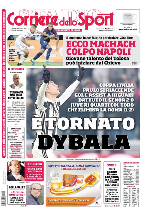Quotidiani: la prima pagina di Qs, Stadio, Gazzetta, Corriere dello Sport, Tuttosport