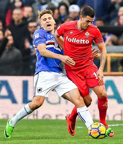 Genova, 21/01/2018 Serie A/Sampdoria-Fiorentina Gaston Exequiel Pereyra Ramirez-Valentin Eysseric