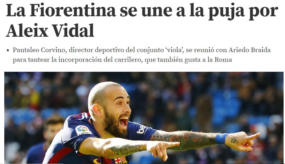 'El Mundo Deportivo' insiste: offerta della Fiorentina vicina ai 12 mln per Aleix Vidal