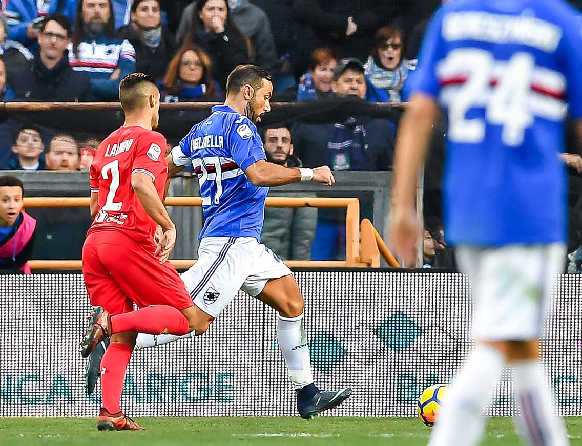 Genova, 21/01/2018 Serie A/Sampdoria-Fiorentina Gol Sampdoria (2-0): Fabio Quagliarella