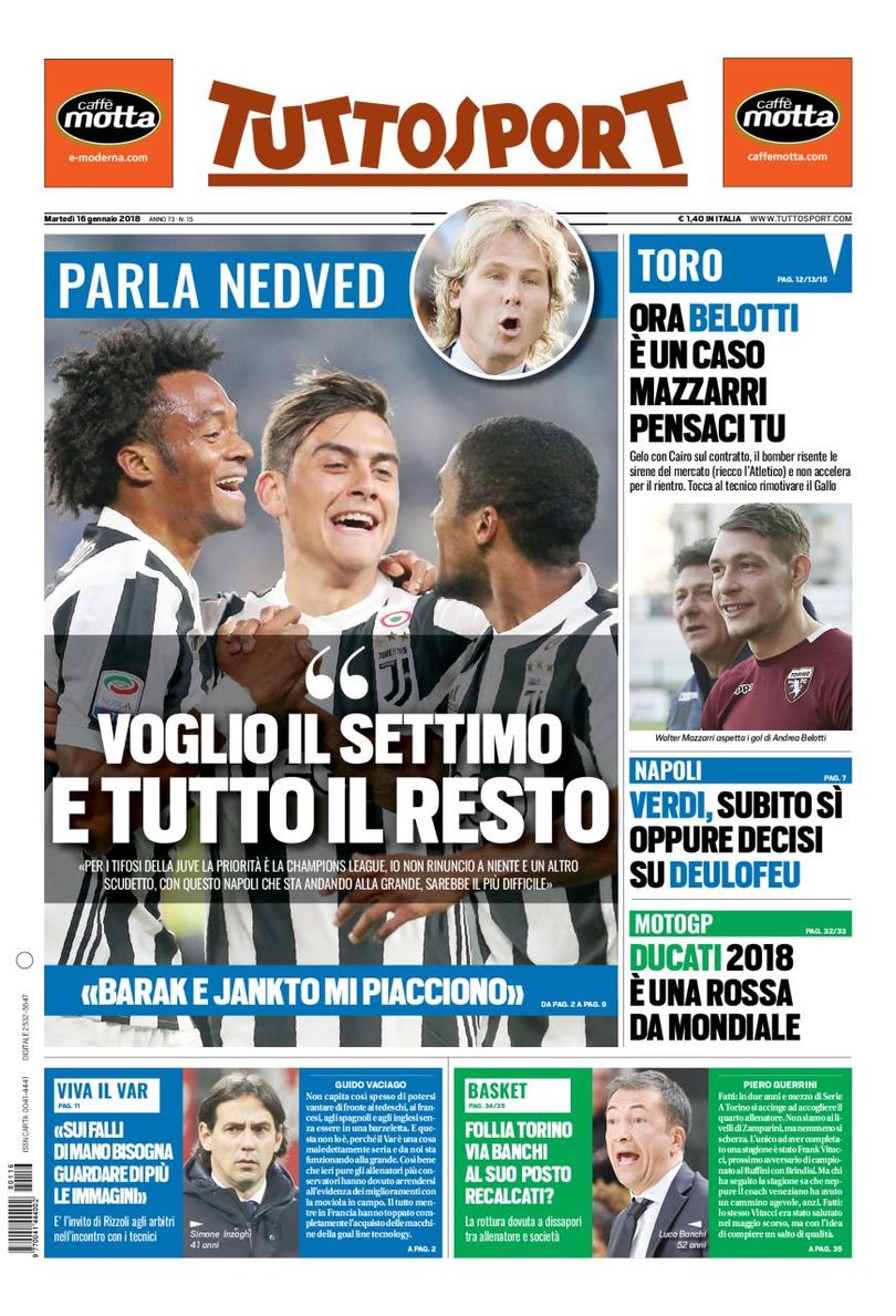 Quotidiani: la prima pagina di Qs, Stadio, Gazzetta, Corriere dello Sport, Tuttosport