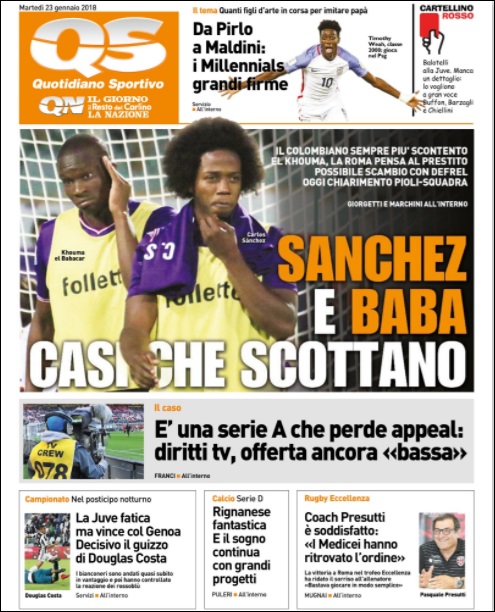Quotidiani: la prima pagina di Qs, Stadio, Gazzetta, Corriere dello Sport, Tuttosport