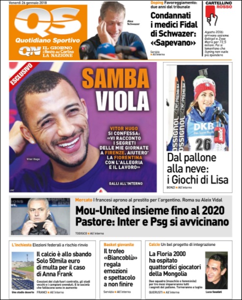 Quotidiani: la prima pagina di Qs, Stadio, Gazzetta, Corriere dello Sport, Tuttosport