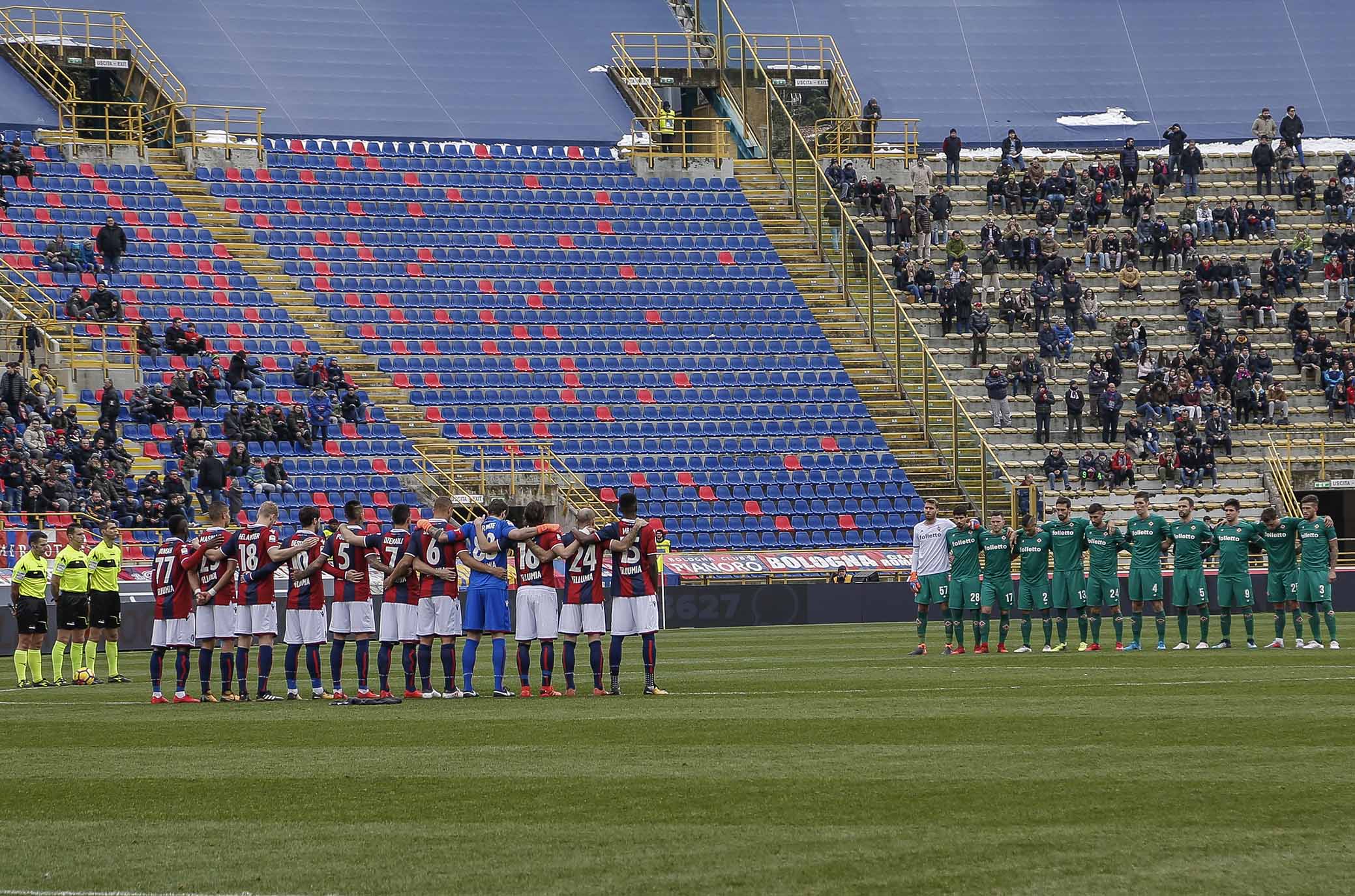 Minuto di silenzio Vicini 23° GIORNATA CAMPIONATO SERIE A TIM BOLOGNA VS FIORENTINA 04-02-18