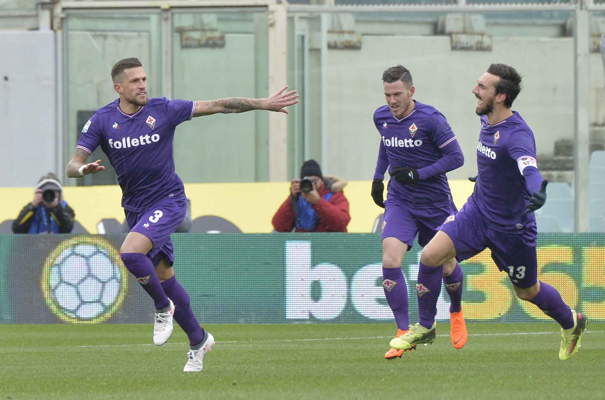 FIORENTINA-CHIEVO 25-02-2018 ESULTANZA DI CRISTIANO BIRAGHI ASTORI VERETOUT. SILPRESS/GALASSI SILVANO