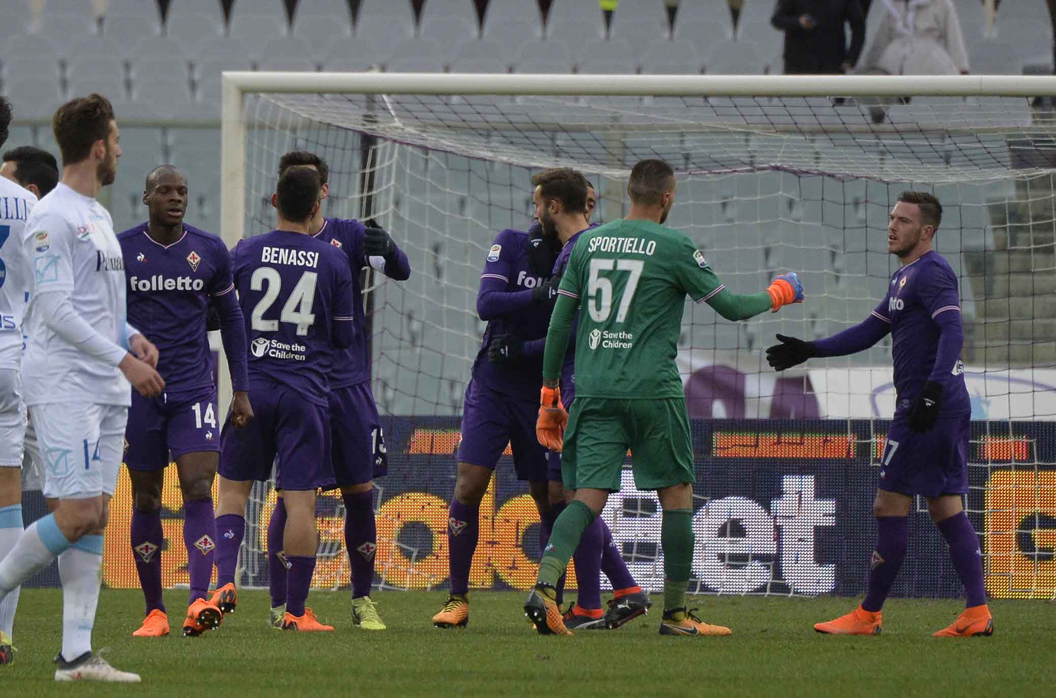 FIORENTINA-CHIEVO 25-02-2018 ESULTANZA FINALE.SILPRESS/GALASSI SILVANO