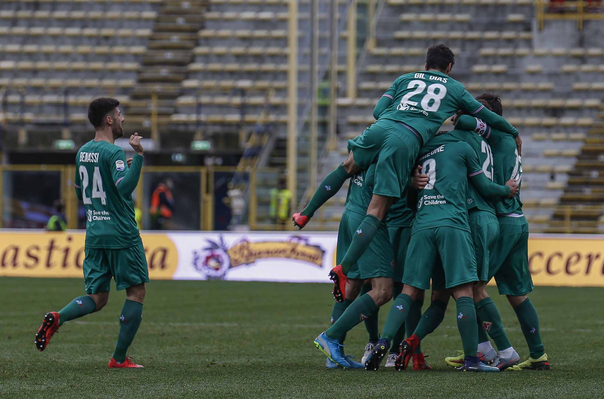 Esultanza squadra 23° GIORNATA CAMPIONATO SERIE A TIM BOLOGNA VS FIORENTINA 04-02-18