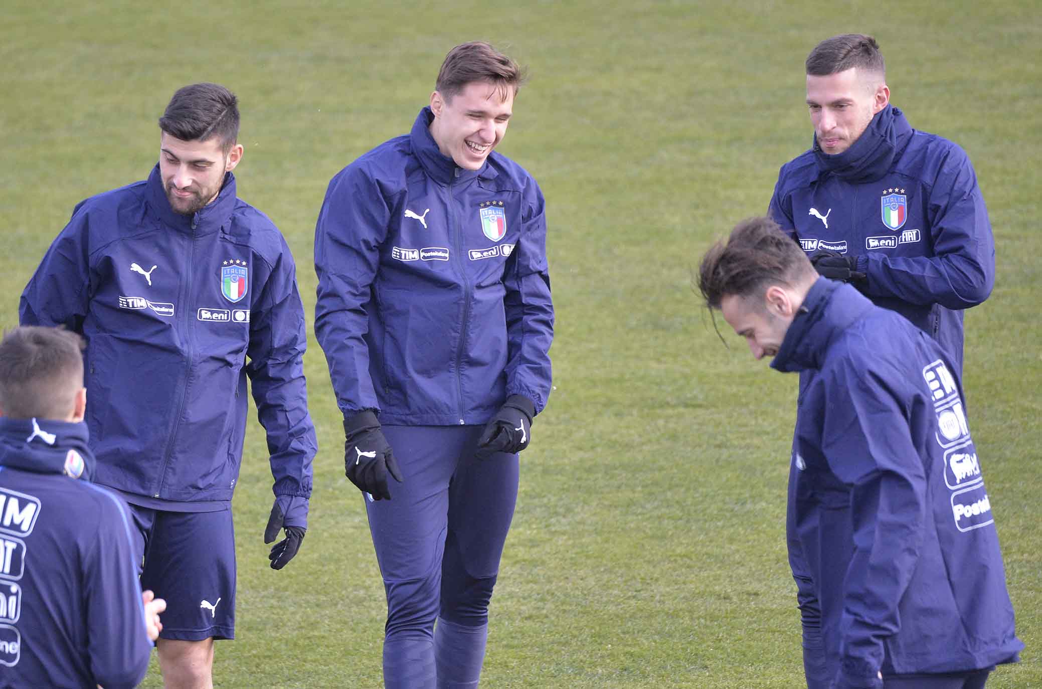 CENTRO TECNICO DI COVERCIANO 26-02-2018 RITIRO DELLA NAZIONALE. CRISTIANO BIRAGHI MARCO BENASSI E FEDERICO CHIESA. SILPRESS/GALASSI SILVANO