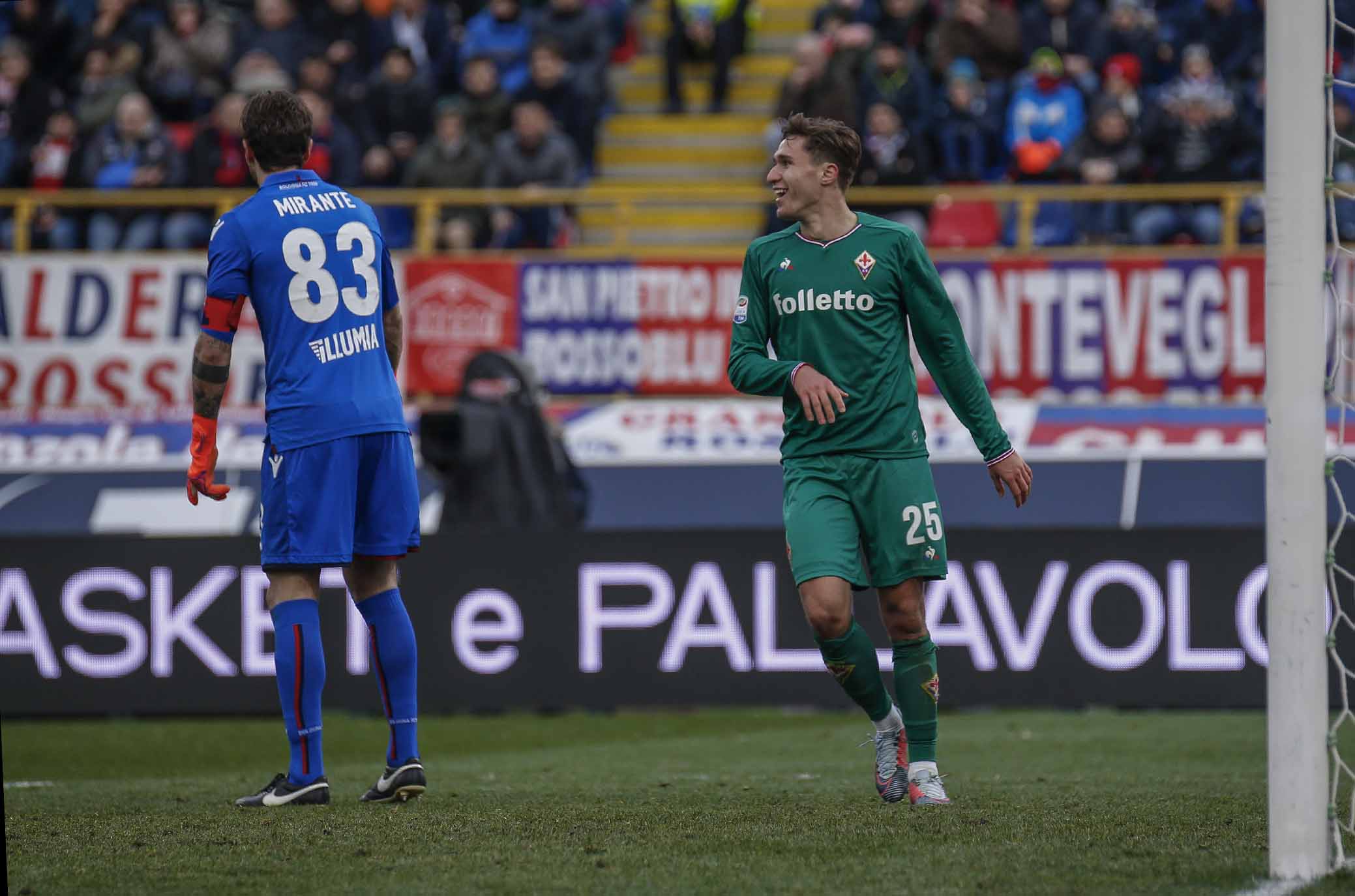 BOLOGNA, ITALIA, 04-02-18 - 23° GIORNATA DI CAMPIONATO SERIE A TIM - STADIO RENATO DALL'ARA : BOLOGNA VS FIORENTINA, NELLA FOTO: FEDERICO CHIESA