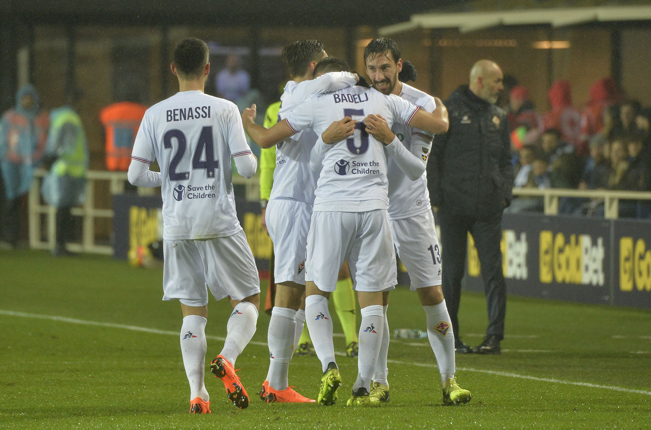 ATALANTA-FIORENTINA.18-02-18. ESULTANZA DI MILAN BADELJ CON I COMPAGNI DI SQUADRA .SILPRESS