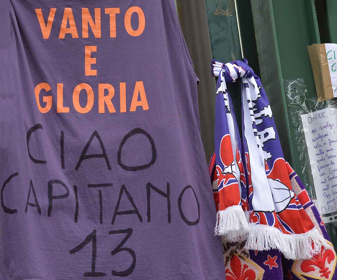 FIORENTINA 10-03-2018. DIMOSTRAZIONE DI AFFETTO DEI TIFOSI A DAVIDE ASTORI ALLO STADIO FRANCHI. SILPRESS/GALASSI SILVANO