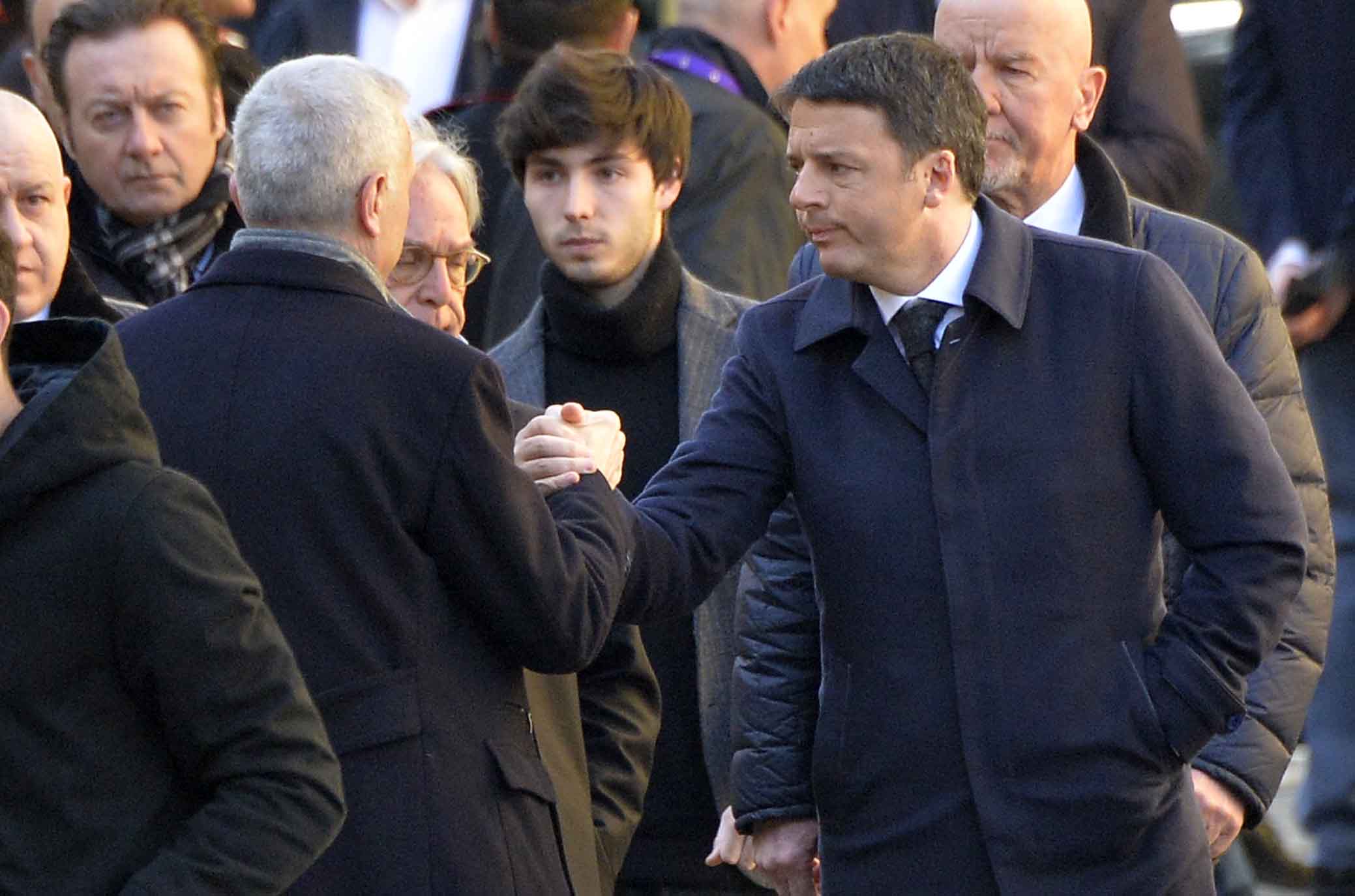 FIORENTINA 08-03-2018 I FUNERALI SOLENNI DEL CAPITANO DAVIDE ASTORI NELLA BASILICA DI SANTA CROCE A FIRENZE. DIEGO DELLA VALLE E MATTEO RENZI. SILPRESS/GALASSI SILVANO