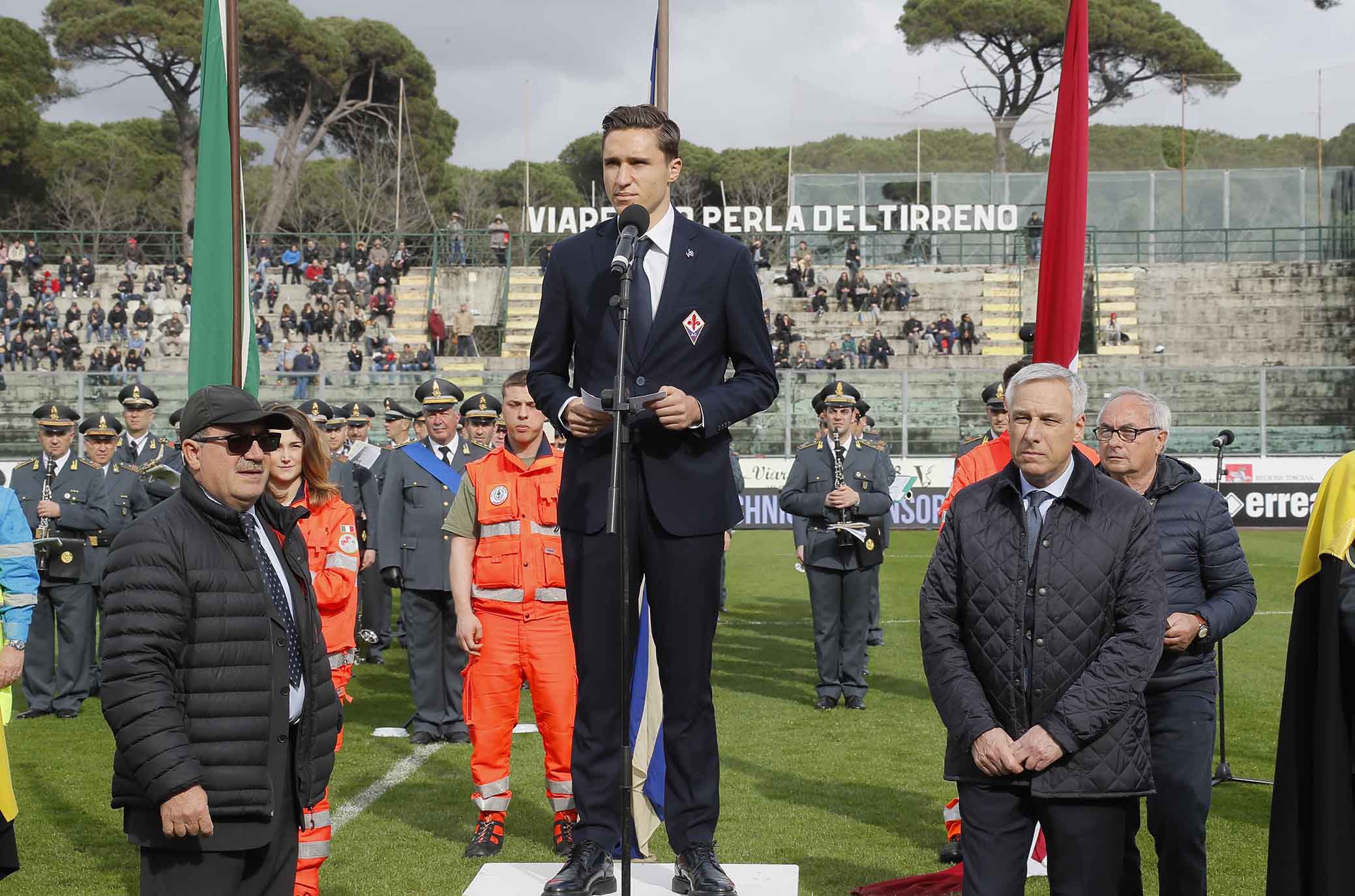 VIAREGGIO CUP 12-03-2018 FEDERICO CHIESA LEGGE IL GIURAMENTO DI APERTURA DELLA 70° EDIZIONE DEL VIAREGGIO. SILPRESS/GALASSI SILVANO