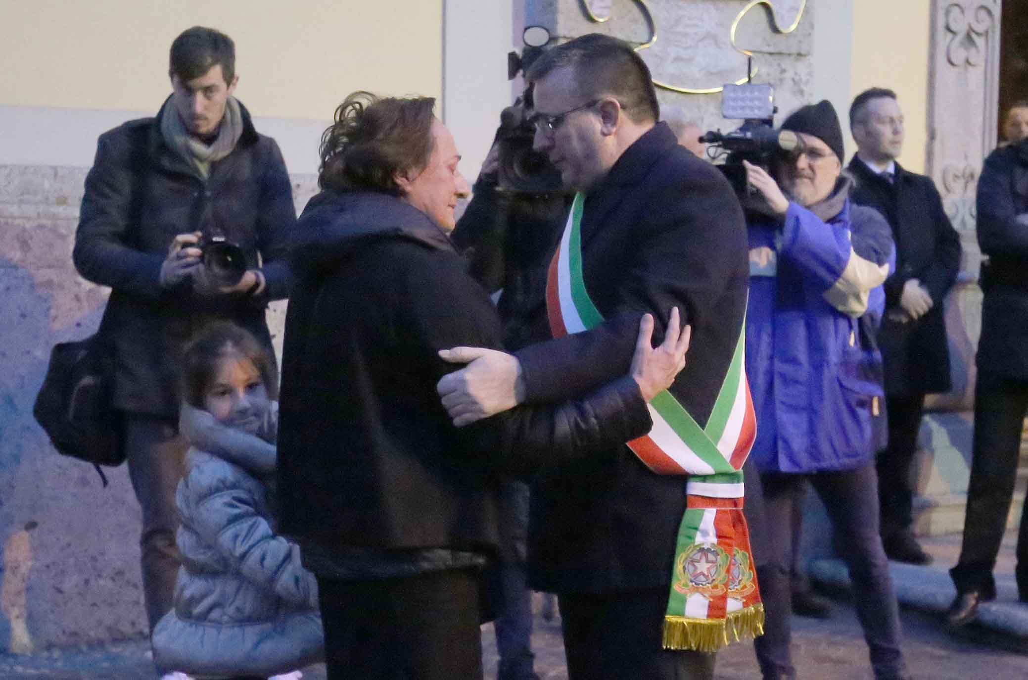 BERGAMO- SAN PELLEGRINO 08-03-2018. FUNERALI DI DAVIDE ASTORI ALL'ARRIVO A SAN PELLEGRINO. SILPRESS/GALASSI SILVANO