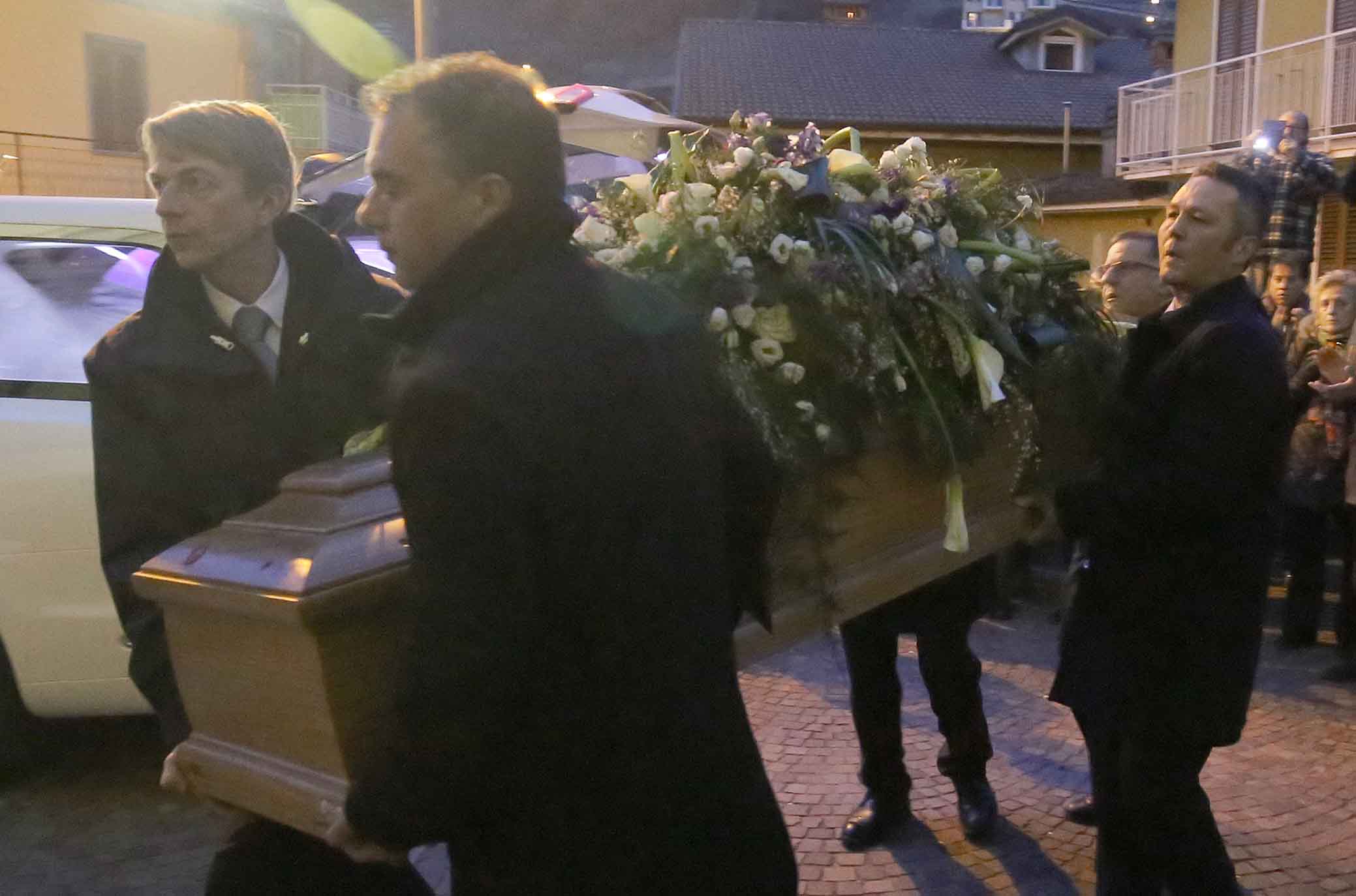 BERGAMO- SAN PELLEGRINO 08-03-2018. FUNERALI DI DAVIDE ASTORI ALL'ARRIVO A SAN PELLEGRINO. SILPRESS/GALASSI SILVANO