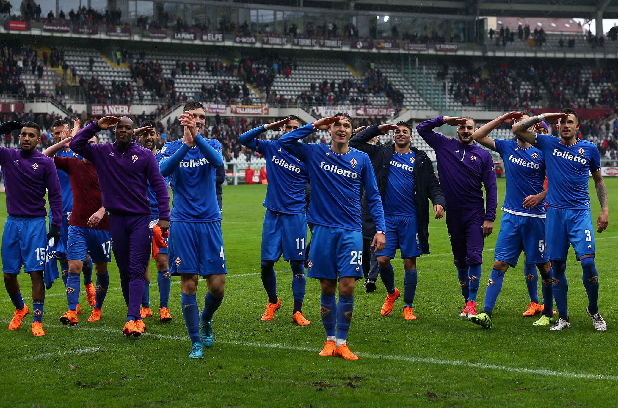 TORINO-FIORENTINA 18-03-2018. TUTTA LA SQUADRA SALUTA IL SUO CAPITANO. SILPRESS