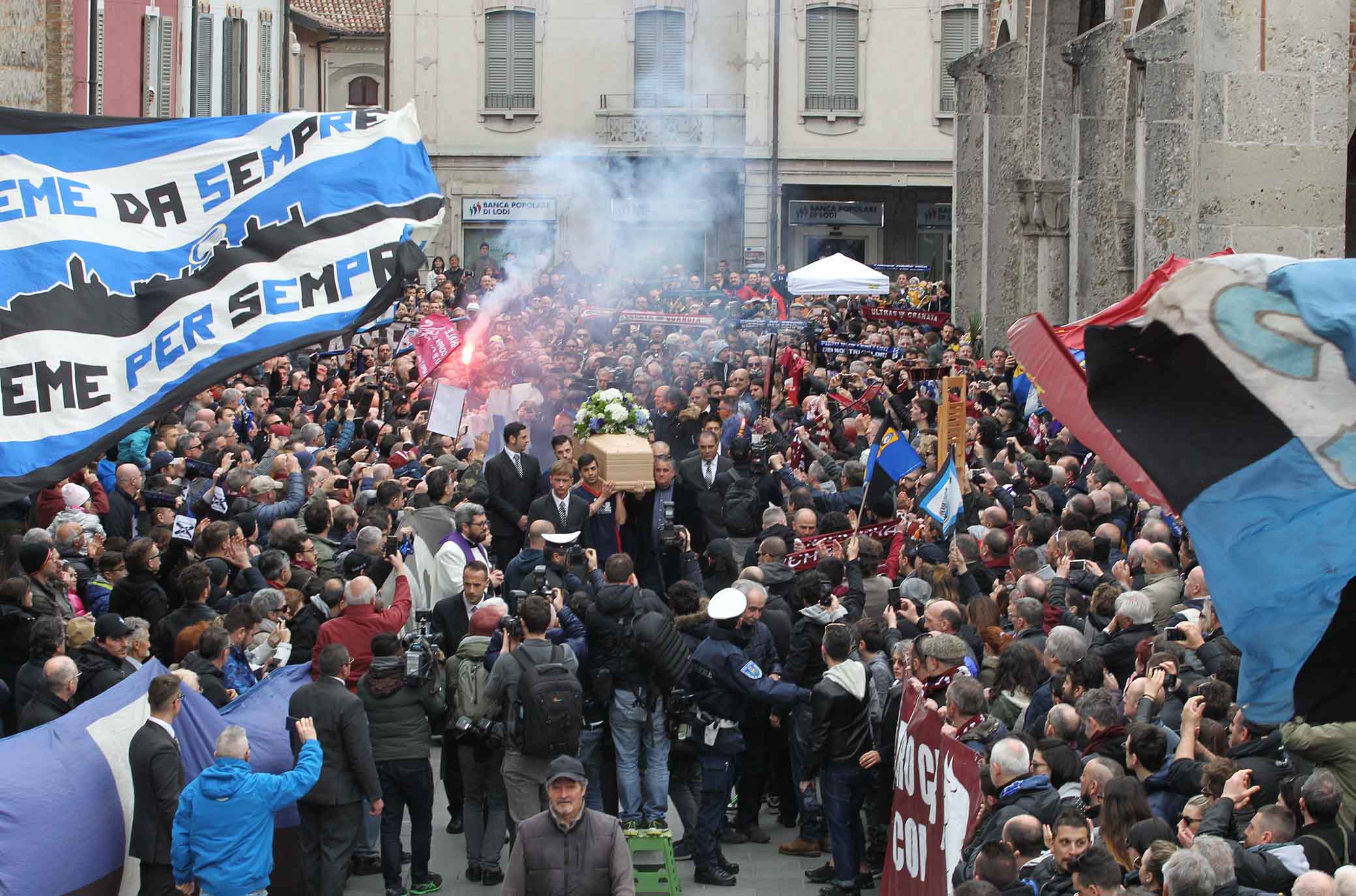 31-03-2018 Rivolta D'Adda Ph Alberto Mariani Silpress , funerali di Emiliano Mondonico allenatore Fiorentina ,Atalanta,Torino, Albinoleffe Nella Foto, la cerimonia di Emiliano Mondonico. ,