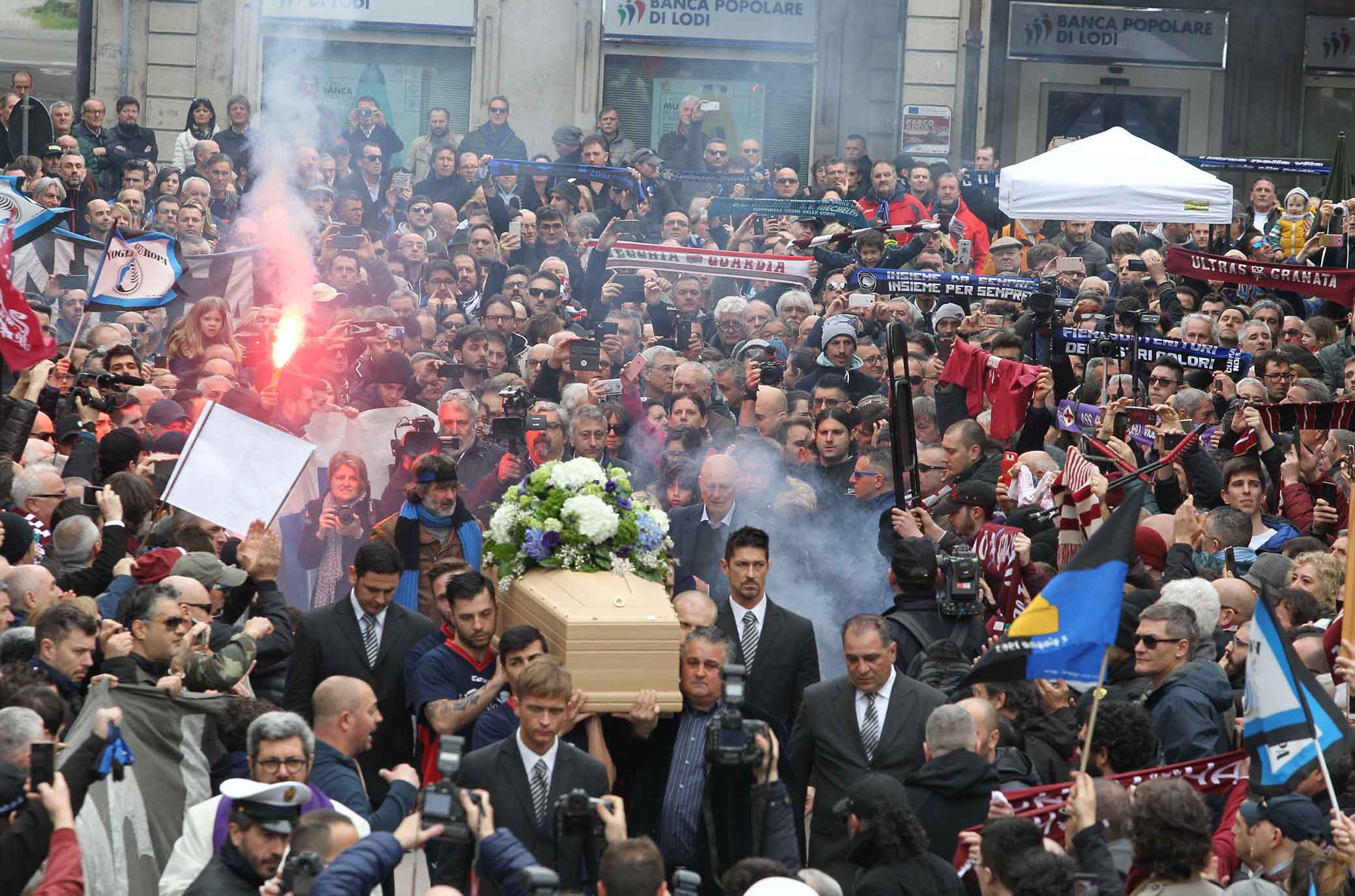 31-03-2018 Rivolta D'Adda Ph Alberto Mariani Silpress , funerali di Emiliano Mondonico allenatore Fiorentina ,Atalanta,Torino, Albinoleffe Nella Foto, la cerimonia di Emiliano Mondonico. ,