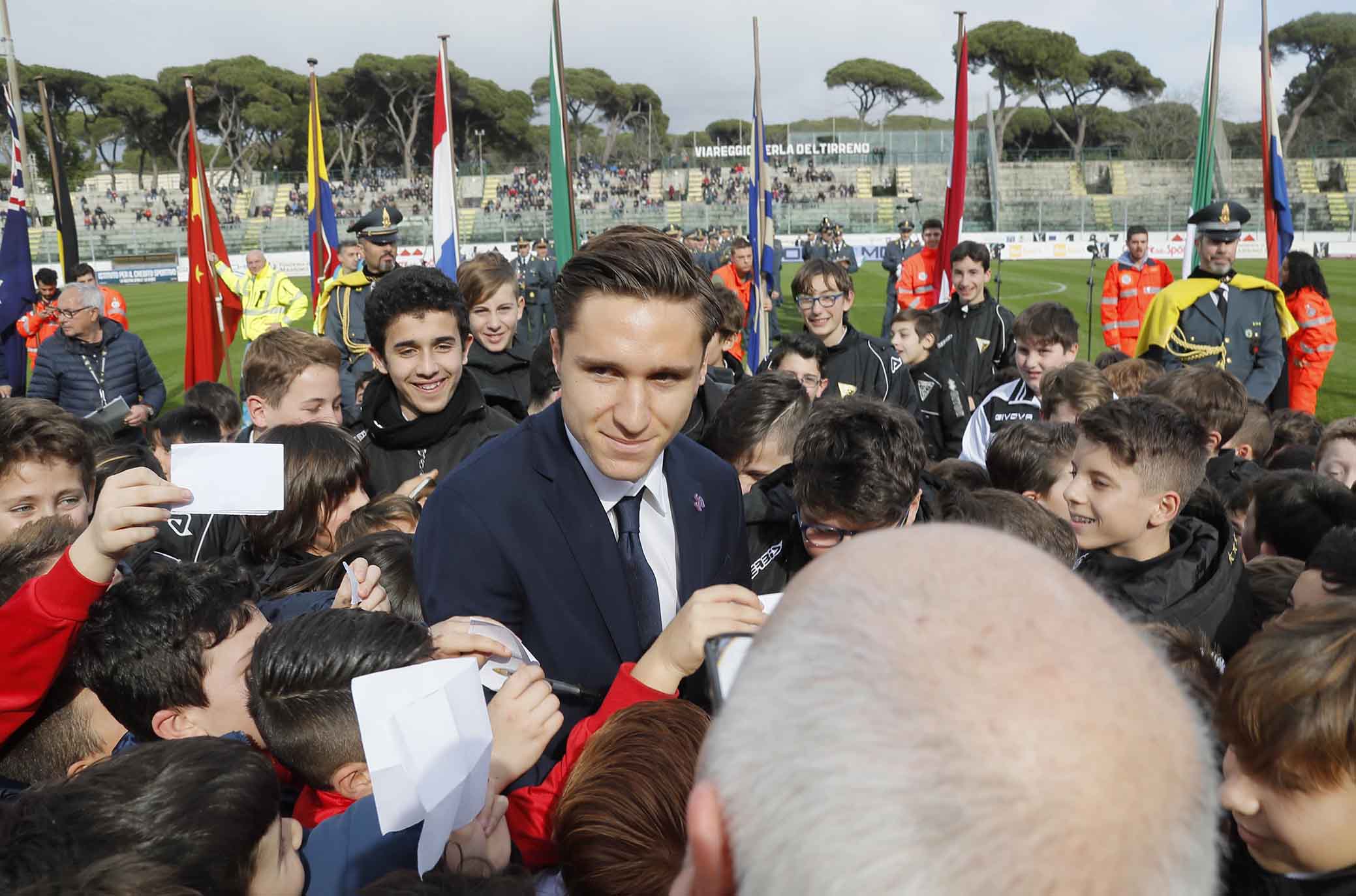 VIAREGGIO CUP 12-03-2018 FEDERICO CHIESA LEGGE IL GIURAMENTO DI APERTURA DELLA 70° EDIZIONE DEL VIAREGGIO. SILPRESS/GALASSI SILVANO