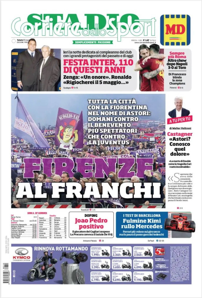 Quotidiani: la prima pagina di Qs, Stadio, Gazzetta, Corriere dello Sport, Tuttosport