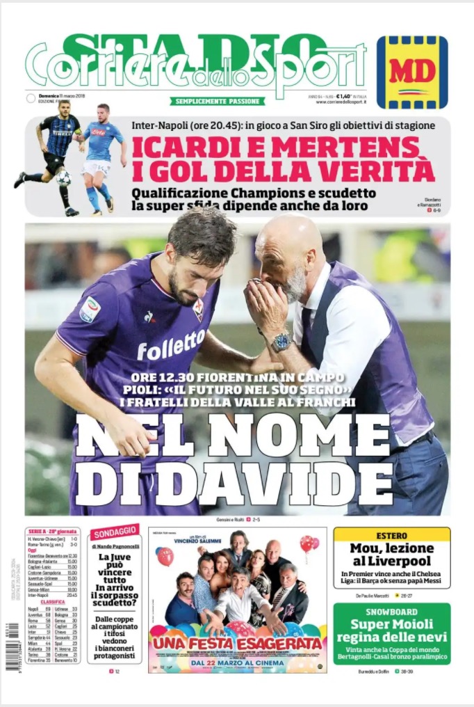 Quotidiani: la prima pagina di Qs, Stadio, Gazzetta, Corriere dello Sport, Tuttosport