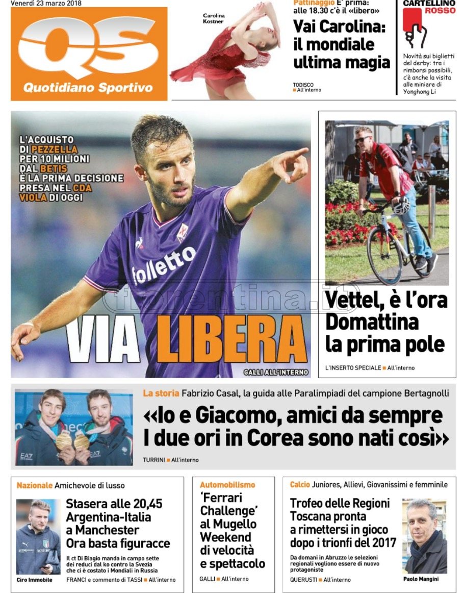 Quotidiani: la prima pagina di Qs, Stadio, Gazzetta, Corriere dello Sport, Tuttosport
