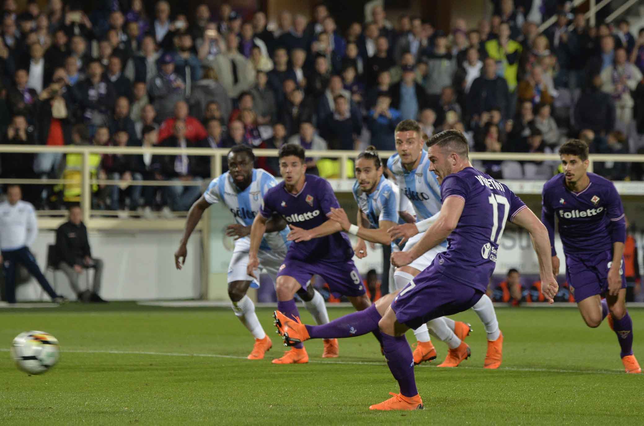 FIORENTINA-LAZIO 18-04-2018 GOL SU RIGORE DI JORDAN VERETOUT. SILPRESS/GALASSI SILVANO
