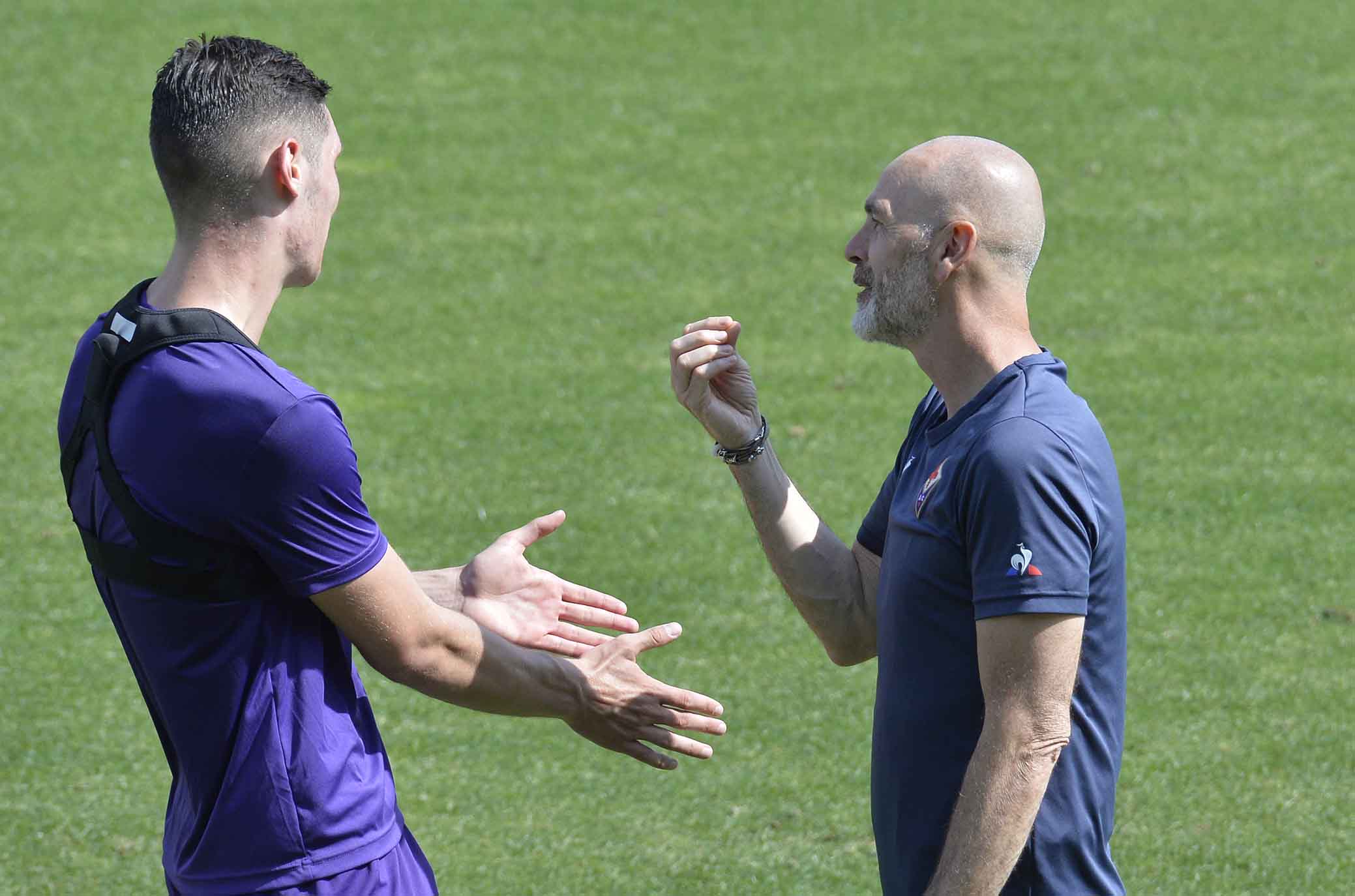 FIORENTINA-SIGNA 26-0-2018. STEFANO PIOLI PARLA A NIKOLA MILENKOVIC. SILPRESS/GALASSI SILVANO