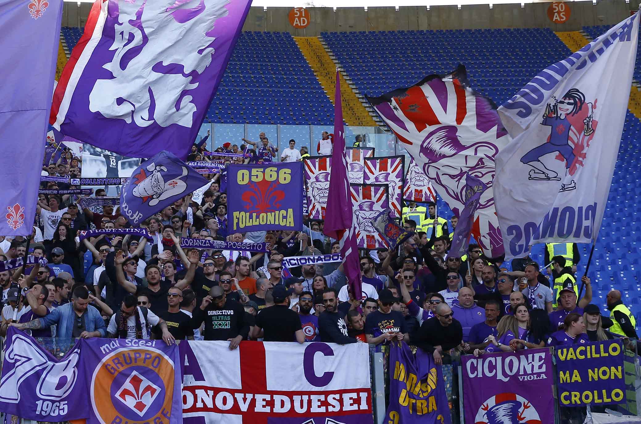 Fiorentina contro la Lazio: saranno ottocento i tifosi viola all'Olimpico