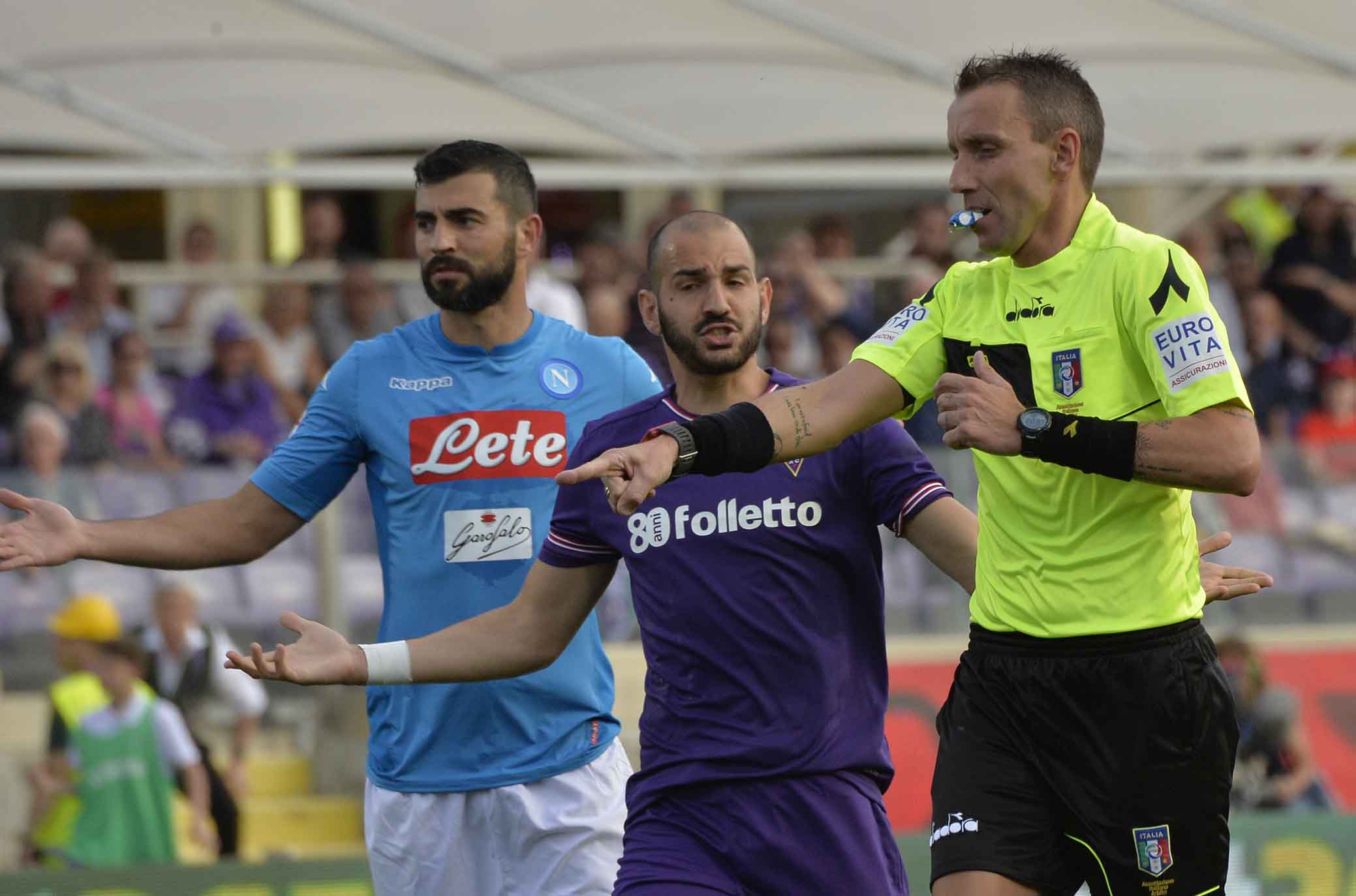 FIORENTINA-NAPOLI 29-04-2018 ARBITRO MAZZOLENI CONCEDE IL RIGORE. SILPRESS/GALASSI SILVANO