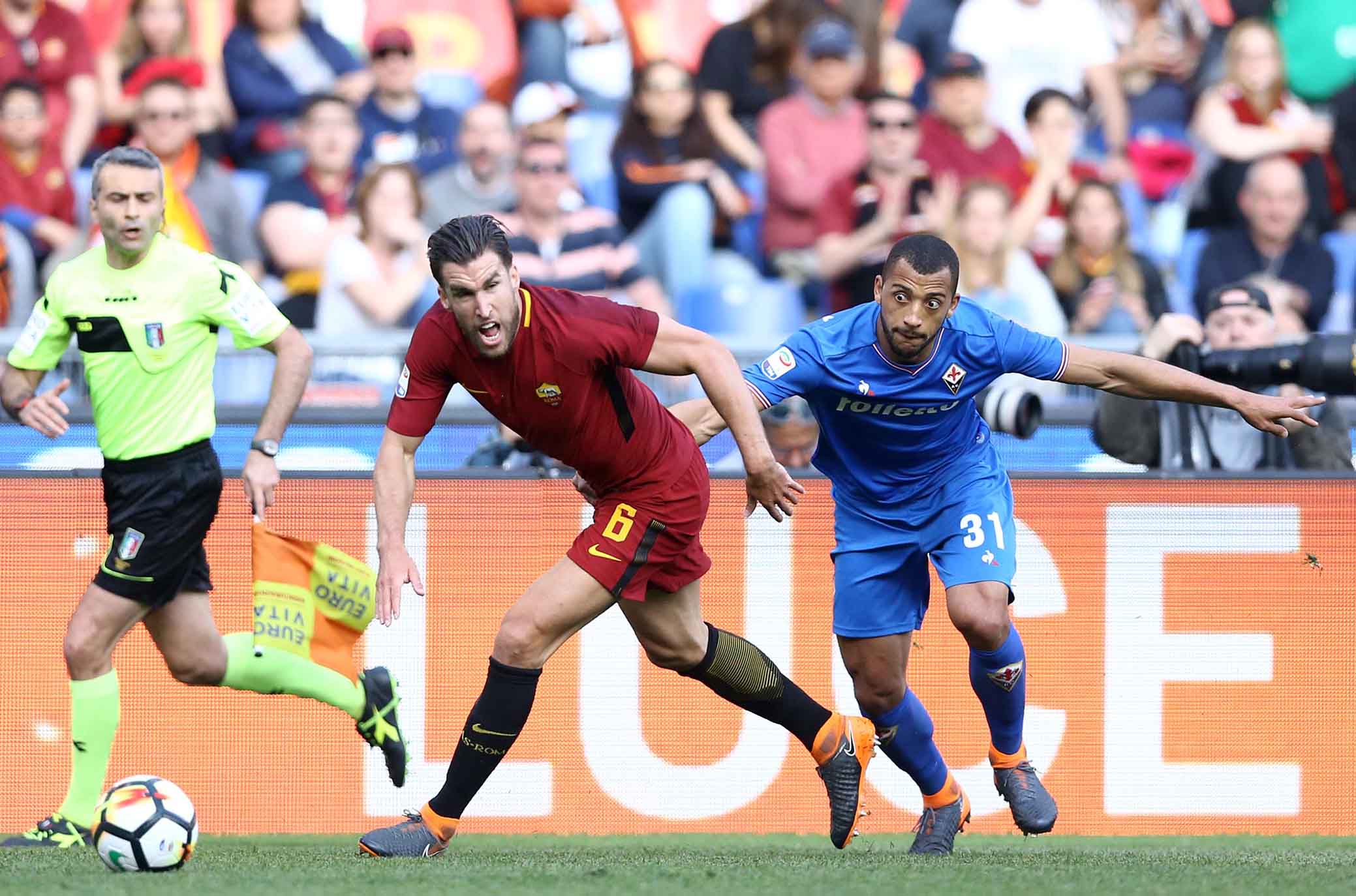 ROMA-FIORENTINA 07-04-2018. STROOTMAN E VITOR HUGO. SILPRESS/GALASSI SILVANO